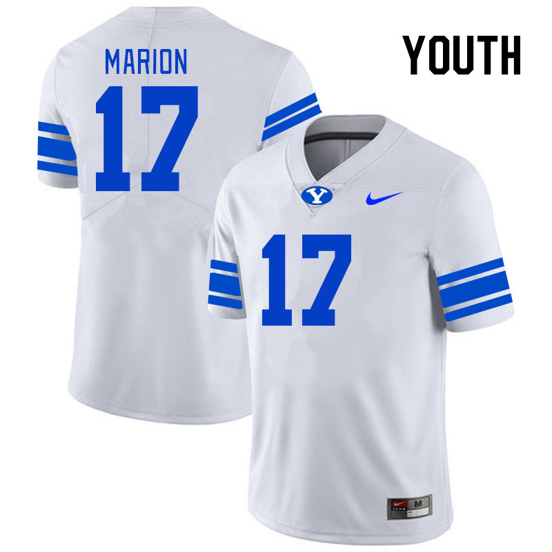 Youth #17 Keelan Marion BYU Cougars College Football Jerseys Stitched Sale-White